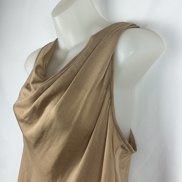 Helmut Lang Beige Sleeveless Cowl Neck Lightweight Tan Beige Mini Dress Size M - Picture 6 of 10